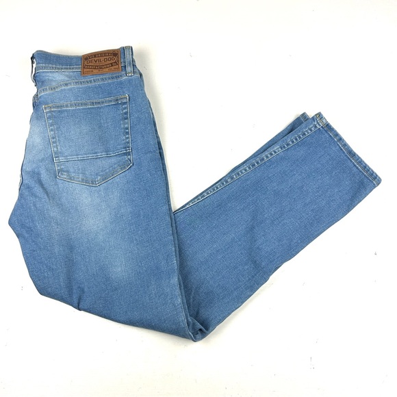 Devil-Dog Jeans Mens 32x32 Blue Denim Sanforized Shrunk Athletic Stretch - Picture 1 of 8
